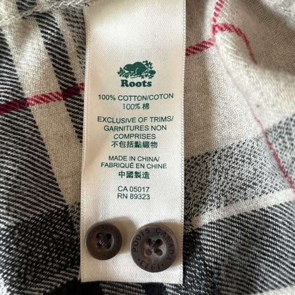 Roots plaid button down soft flannel shirt 100% Cotton size L - Picture 12 of 16